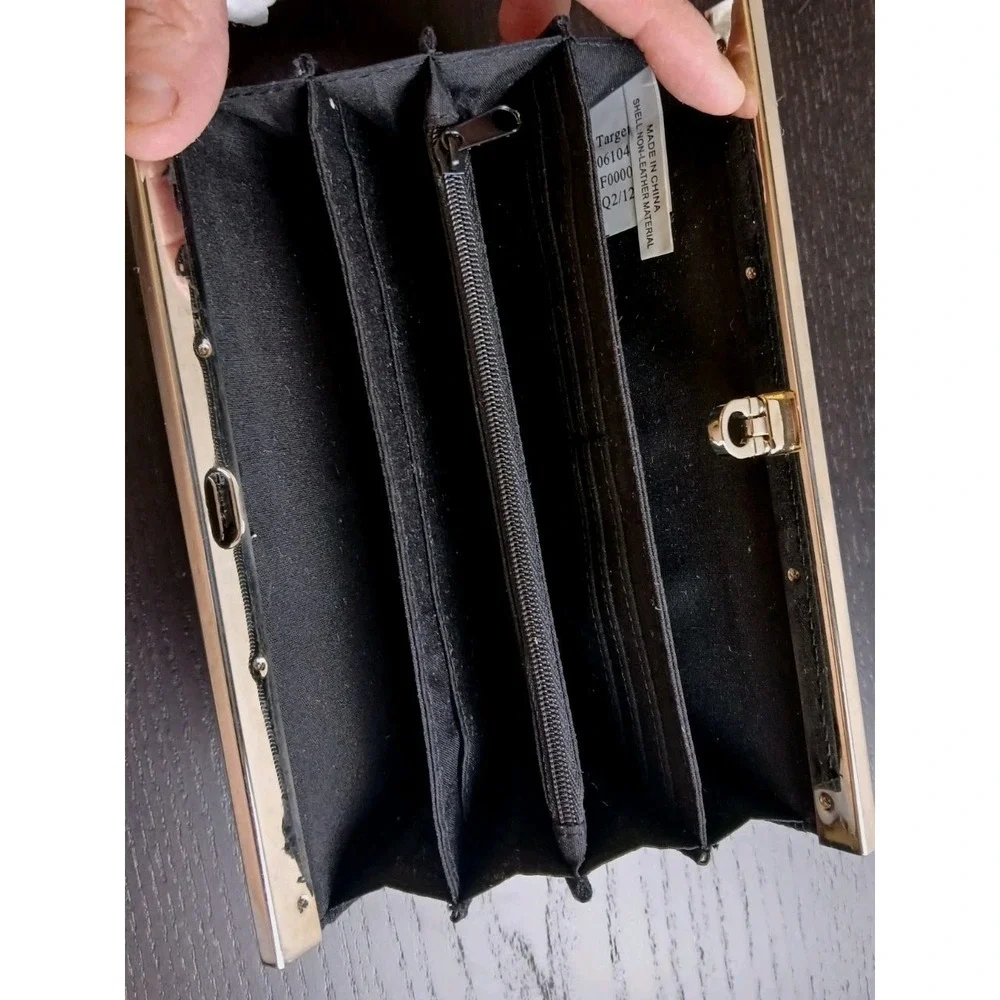 Black Clutch Wallet Credit Card/Cash/coins Women's  7.5X4X1.3‎ #1544